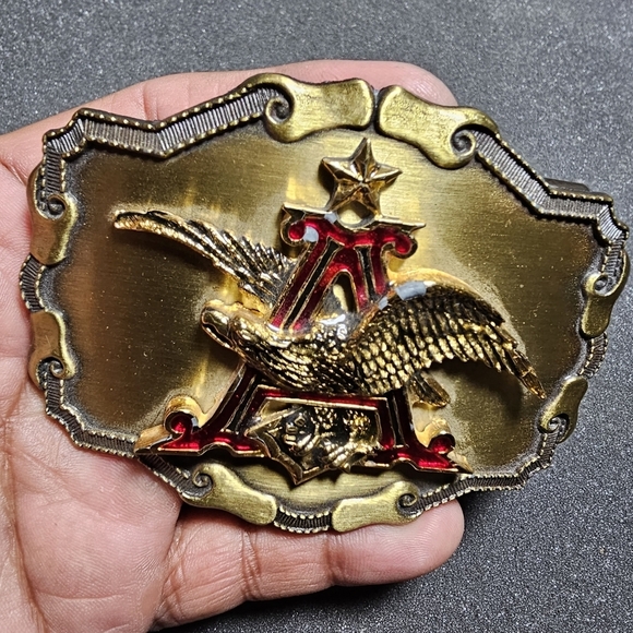 Vintage Anheuser Bush Belt Buckle Brass Rain tree 1977,78,79 Made In The USA has - Picture 2 of 6